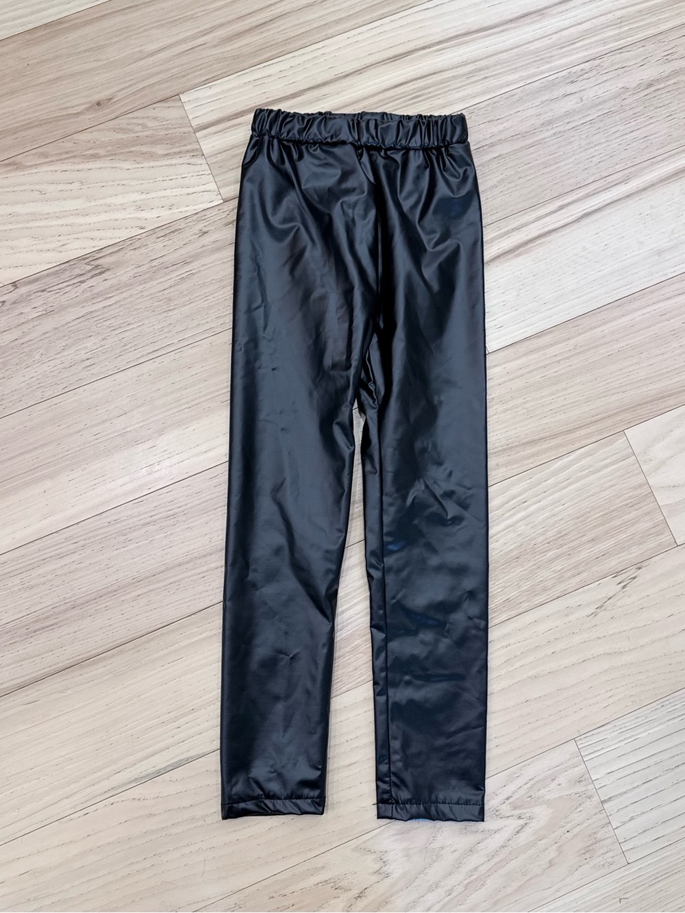 Kids Black Faux Leather Leggings